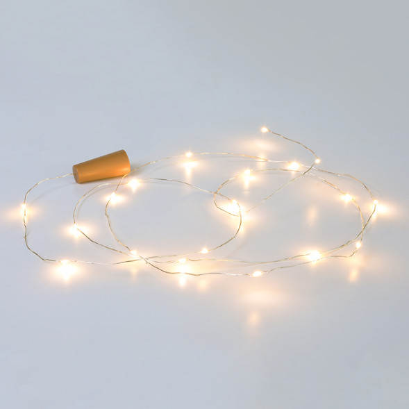 Электрогирлянда "Пробка" 10 тёплых LED ламп РОСА, серебристый провод, 1 м., на бат., VEGAS(55128) 