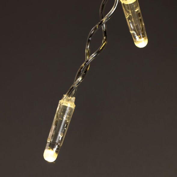 Светодиодный занавес с колпачком 2*3 м., 600 теплых белых LED ламп, с мерцанием белого диода, 220В., прозрачный провод ПВХ, IP65, LTC (PCL602BLWCAP-10-2WW) 