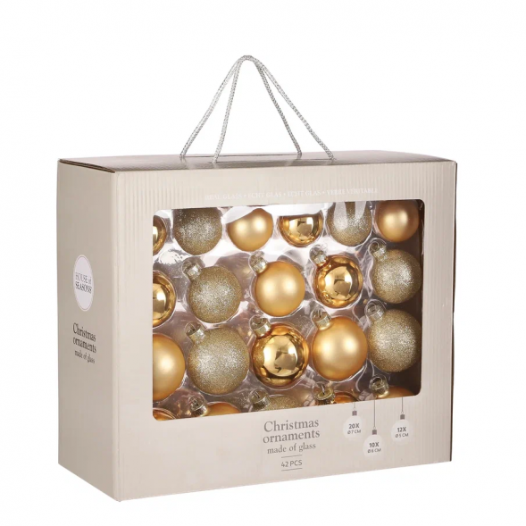 Набор стеклянных шаров Золотые Дюны 42 шт., Christmas DeLuxe (87161) 