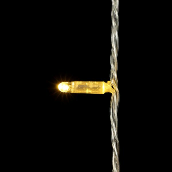 Светодиодная гирлянда с колпачком 100 теплых белых LED ламп 10 м., 24В., прозрачный провод ПВХ, IP65, LTC (PST100CAP-10-1WW) 