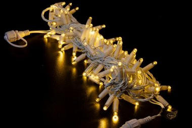 Светодиодная нить 100 теплых белых LED ламп, 10 м., 24В, статика, белый резиновый провод 2,3 мм., Teamprof (TPF-S10C-24V-SRW/WW) 