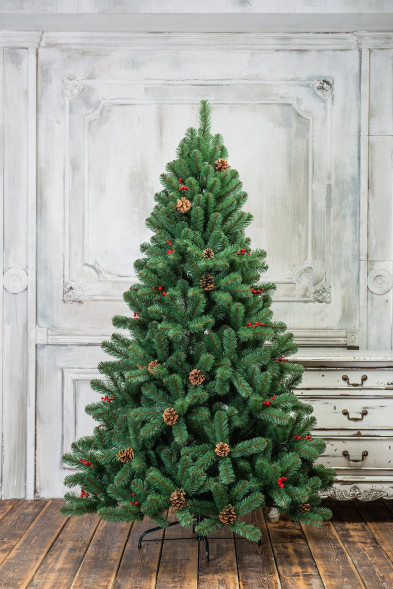 Искусственная елка Новогодняя сказка с шишками и ягодами 120 см., мягкая хвоя, ЕлкиТорг (15120) оптом