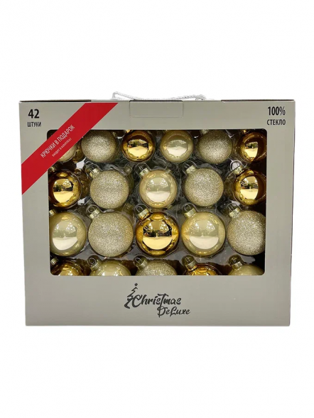 Набор стеклянных шаров Брызги шампанского 42 шт., Christmas DeLuxe (87159) 