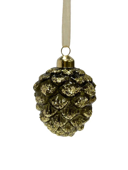 Елочное украшение Шишка от белки 10 см., бронза, стекло, 1 шт., Christmas DeLuxe (14027) 