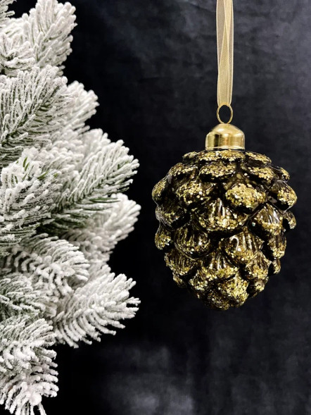 Елочное украшение Шишка от белки 10 см., бронза, стекло, 1 шт., Christmas DeLuxe (14027) 