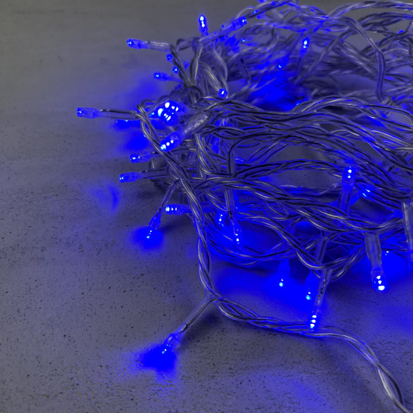 Светодиодная нить 100 синих LED ламп, 10 м., 220-230В., прозрачный провод ПВХ, LTC (PST100-10-2B) 