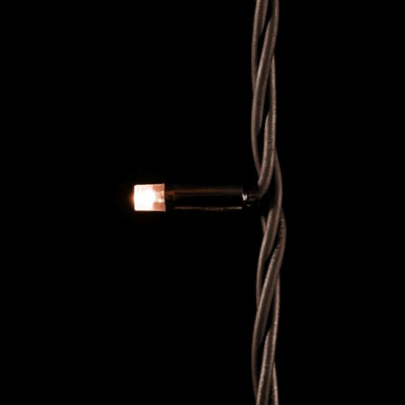 Светодиодная гирлянда с колпачком 75 экстра теплых белых LED ламп 10 м., 24В., черный каучуковый провод, IP65, LTC (LL75-1-1EWW) 