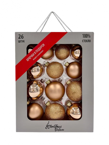 Набор стеклянных шаров Карамельный 26 шт., Christmas DeLuxe (86781) 