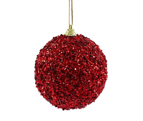 Шар новогодний Бисер 20 см., красный, пенопласт, Christmas DeLuxe (11838) 