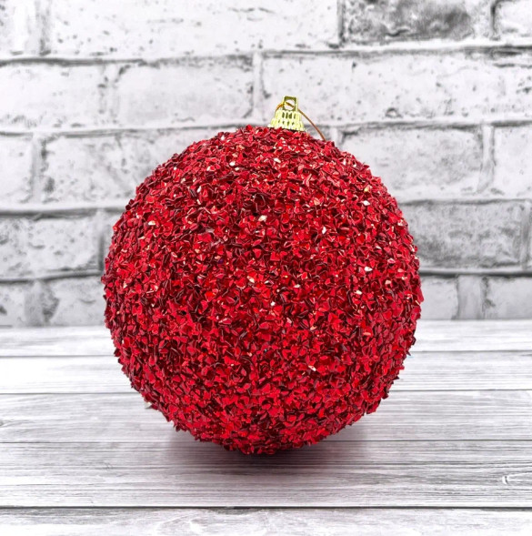 Шар новогодний Бисер 20 см., красный, пенопласт, Christmas DeLuxe (11838) 