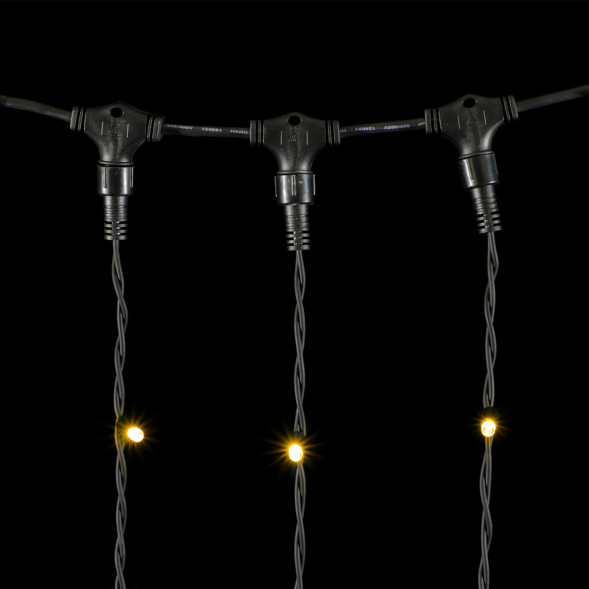Светодиодный занавес Sealed с супер-мерцанием 2*3 м., 220V., 600 теплых белых LED ламп, черный каучук, Beauty Led (LL602ABL-1-2WW) 