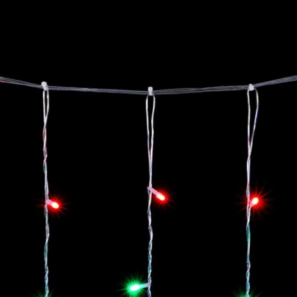  Светодиодный занавес 2*2 м., 400 разноцветных LED ламп, облегченный, прозрачный провод ПВХ, LTC (PPCL400NOT-10-2M) 
