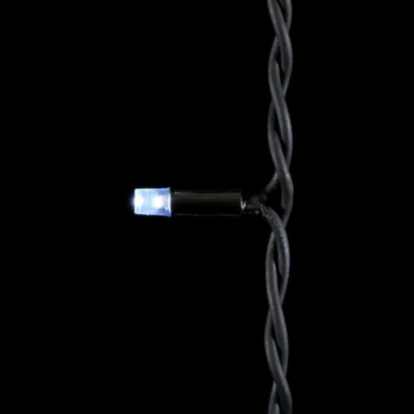 Светодиодная гирлянда с колпачком 75 холодных белых LED ламп 10 м., 24В., черный каучуковый провод, IP65, LTC (LL75-1-1W) 