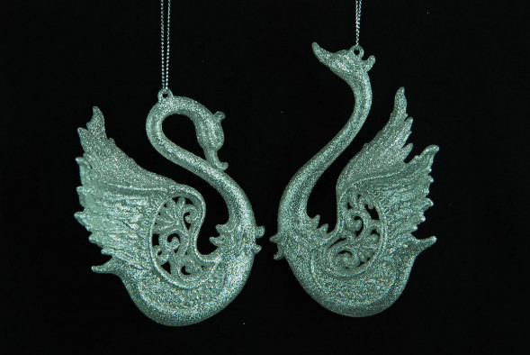 Украшение &quot;Лебедь&quot; цвет серебро, 2 вида, цена за 1 шт.12 см.(150039) 