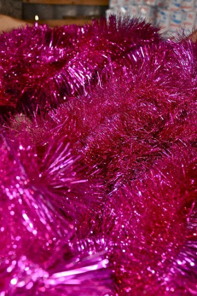 Мишура цвет розовый, диаметр 100 мм., длина 3 м., ЕлкиТорг (M100pink) 