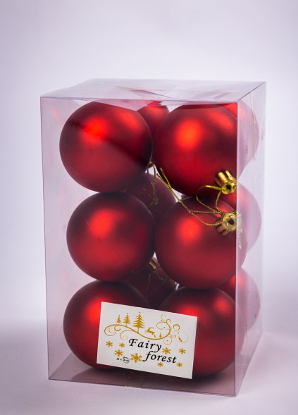 Набор пластиковых шаров Вероника 60 мм., красный матовый, 12 шт., ЕлкиТорг (150200) оптом