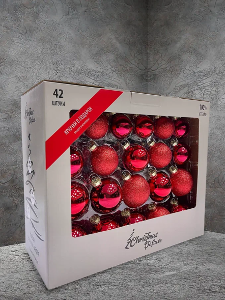 Набор стеклянных шаров Классический красный 42 шт., Christmas DeLuxe (87162) 