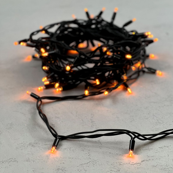 Светодиодная гирлянда с колпачком 75 желтых LED ламп 10 м., 24В., черный каучуковый провод, IP65, LTC (LL75-1-1Y) 