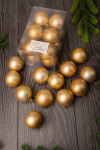 Набор пластиковых шаров Вероника 60 мм., золотой матовый, 12 шт., ЕлкиТорг (150201)