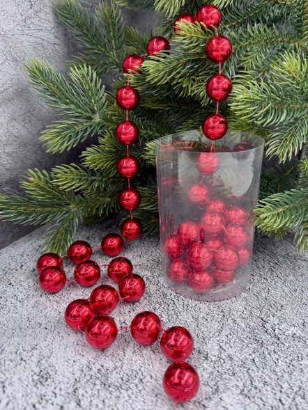 Бусы пластиковые Гигант 2*125 см., красный, Christmas DeLuxe (14916) 
