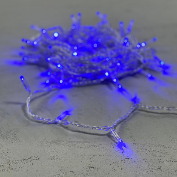 Светодиодная гирлянда с колпачком 100 синих LED ламп 10 м., 220-230 В., прозрачный провод ПВХ, IP65, LTC (PST100CAP-10-2B) 
