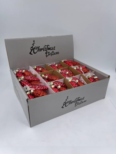 Набор стеклянных украшений Гроздь Шишек, 3 шт., 6 см., красный, Christmas DeLuxe (89878) 