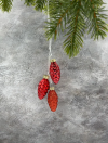 Набор стеклянных украшений Гроздь Шишек, 3 шт., 6 см., красный, Christmas DeLuxe (89878)