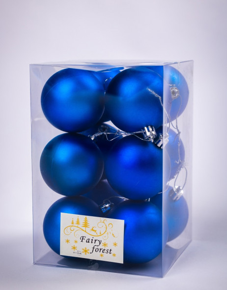 Набор пластиковых шаров Вероника 60 мм., синий матовый, 12 шт., ЕлкиТорг (150203) оптом