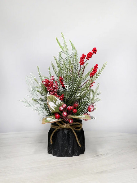 Новогодняя настольная композиция с красными ягодами 35 см., Christmas DeLuxe (89296) 