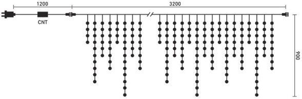 Светодиодная бахрома Sealed 3,2*0,9 м., 220V., 232 разноцветных LED ламп, белый каучук, Beauty Led (LL232-8-2M) 