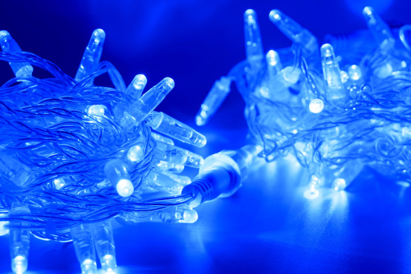 Светодиодная нить 100 синих LED ламп, 10 м., 220В, статика, прозрачный провод ПВХ, Teamprof (TPF-S10C-220V-CT/B) 