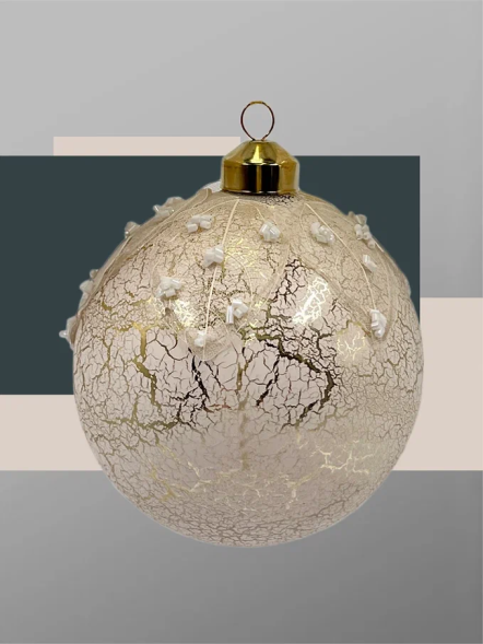 Набор винтажных стеклянных шаров Мягкий шелк 100 мм., песочный, 6 шт., Christmas DeLuxe (14037) 