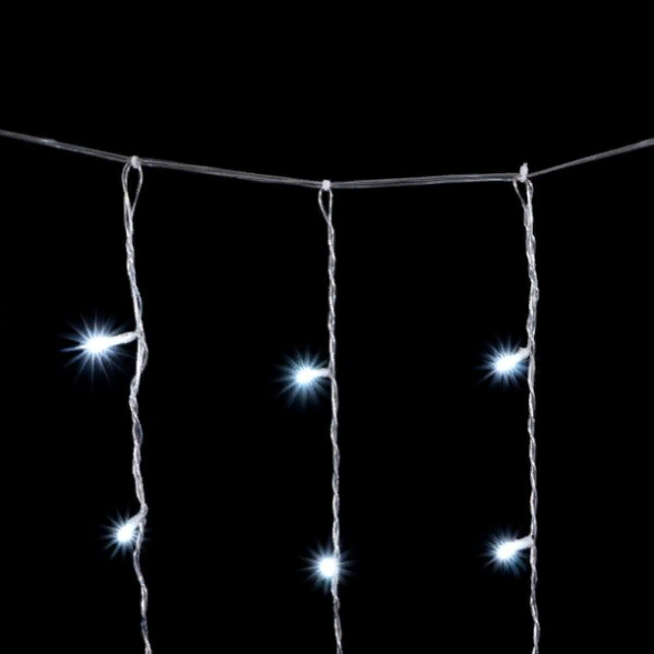  Светодиодный занавес 2*2 м., 400 белых LED ламп, мерцание, облегченный, прозрачный провод ПВХ, LTC (PCL400NOTBLW-10-2W) 