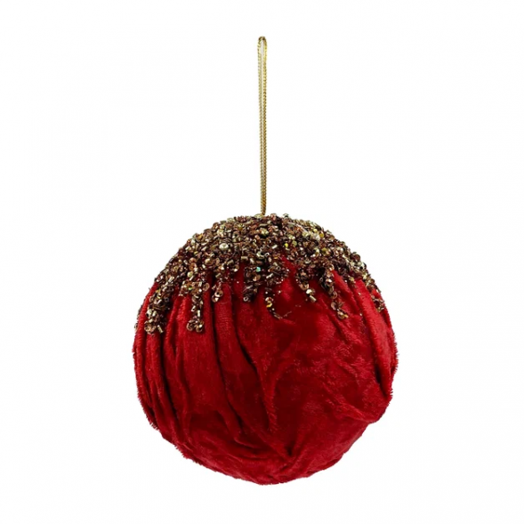 Винтажный шар Марго 10 см., красный, 1 шт., Christmas DeLuxe (86532)   