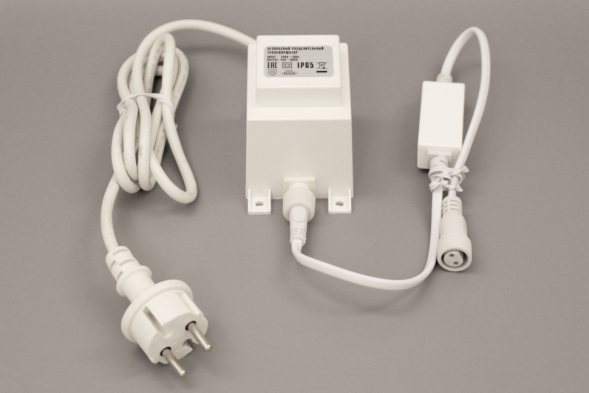 Трансформатор 60Вт, 220/24В 1.5 м., белый провод, статика, Teamprof (TPF-220AC/DC24-ST-60W) 