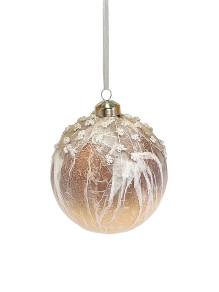 Набор винтажных стеклянных шаров Райский сад  100 мм., песочный, 6 шт., Christmas DeLuxe (14036) 