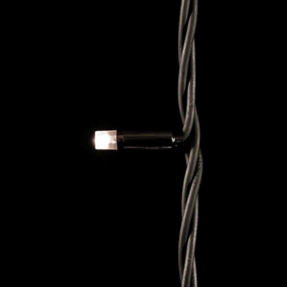 Светодиодная гирлянда с колпачком 75 теплых белых LED ламп 10 м., мерцание, 24В., черный каучуковый провод, IP65, LTC (LL75BLW-1-1WW)  