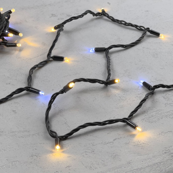Светодиодная гирлянда с колпачком 75 теплых белых LED ламп 10 м., мерцание, 24В., черный каучуковый провод, IP65, LTC (LL75BLW-1-1WW)  