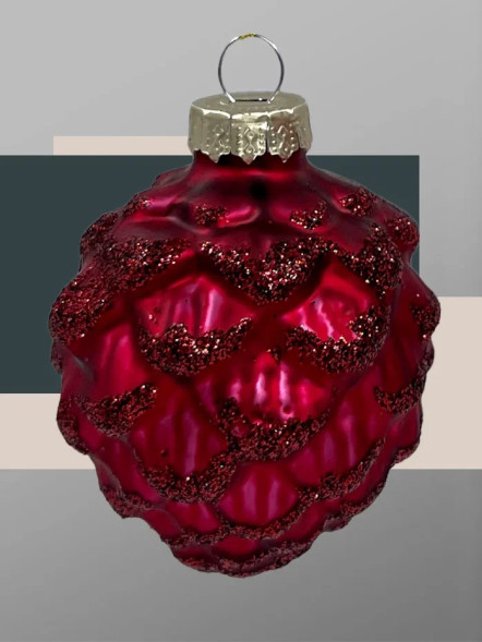 Набор стеклянных кедровых шишек 7 см., 12 шт., бордо, Christmas DeLuxe (14726) 