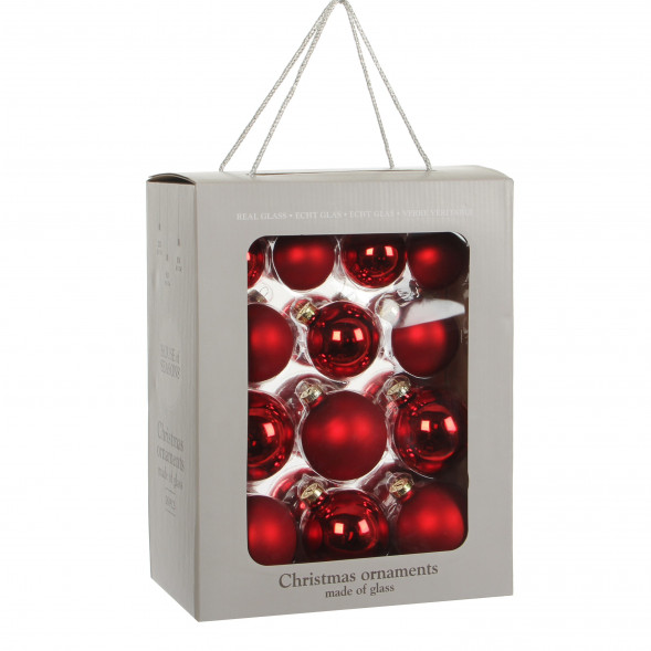 Набор стеклянных шаров Алые паруса 70 мм., 26 шт., красный, Christmas DeLuxe (83122) 