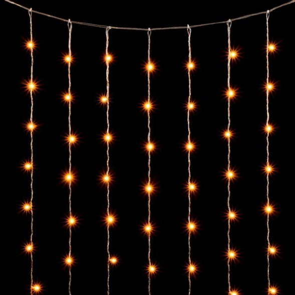 Светодиодный занавес 2*3 м., 600 желтых LED ламп, облегченный, прозрачный провод ПВХ, LTC (PCL600NOT-10-2Y) 