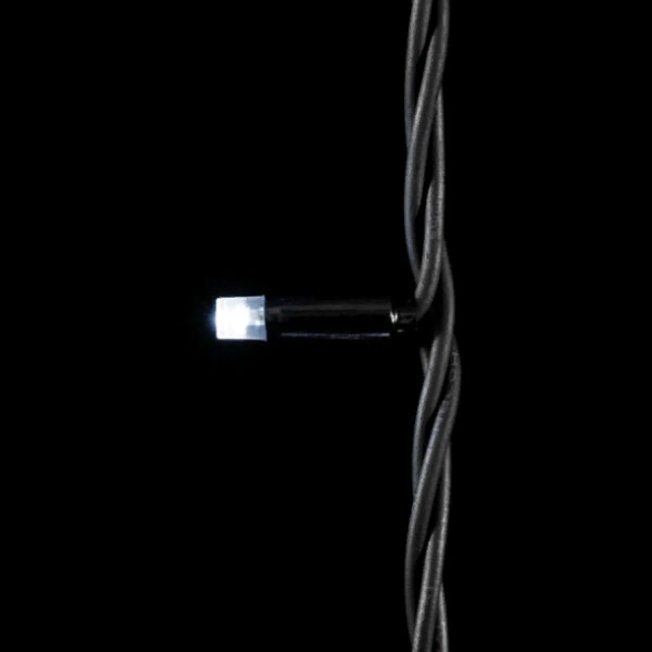 Светодиодная гирлянда с колпачком 75 холодных белых LED ламп 10 м., мерцание, 24В., черный каучуковый провод, IP65, LTC (LL75BLW-1-1W) 