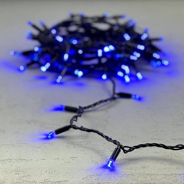 Светодиодная гирлянда с колпачком 100 синих LED ламп 10 м., 220-230 В., черный провод ПВХ, IP65, Beauty Led (PST100CAP-11-2B) 