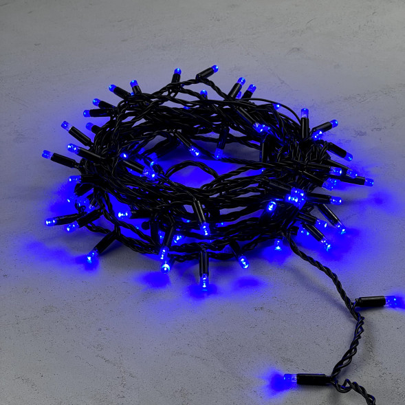 Светодиодная гирлянда с колпачком 100 синих LED ламп 10 м., 220-230 В., черный провод ПВХ, IP65, Beauty Led (PST100CAP-11-2B) 