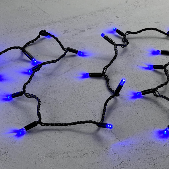 Светодиодная гирлянда с колпачком 100 синих LED ламп 10 м., 220-230 В., черный провод ПВХ, IP65, Beauty Led (PST100CAP-11-2B) 