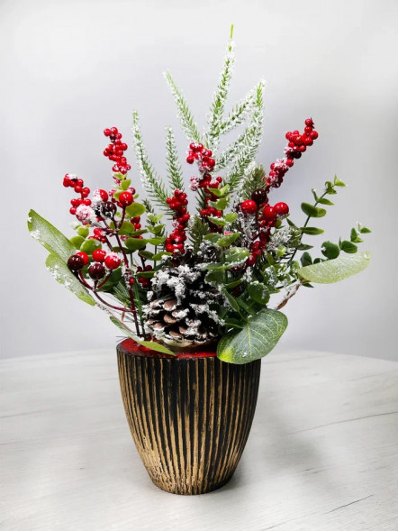 Новогодняя настольная композиция в кашпо 35 см., Christmas DeLuxe (89299) 