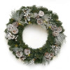 Рождественский венок Элитный с серебряным декором 60 см., 30 теплых-белых Led ламп, Литая хвоя+ПВХ, ЕлкиТорг (52099)