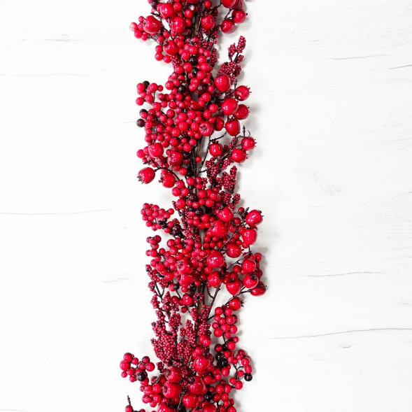 Гирлянда из больших и маленьких красных ягод 180 см., Christmas DeLuxe (89491) 