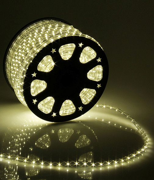 Светодиодный Дюралайт Ø13 мм., Тепло-Белый с Мерцанием 220В, 36 LED/м., Свечение 360°, IP65, Бухта 100м., Laitcom (F3-H2-220V-BL-WW) 