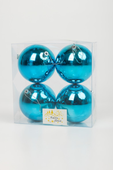 Набор пластиковых шаров Глория 100 мм., бирюза глянцевый, 4 шт., ЕлкиТорг (150434) оптом